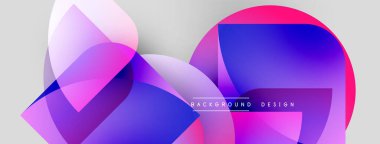 Soyut şekiller örtüşüyor, canlı pembeler, maviler, morlar yaratıyor. Modern tasarım dinamik, temiz, arka planlar için uygun hissettiriyor.