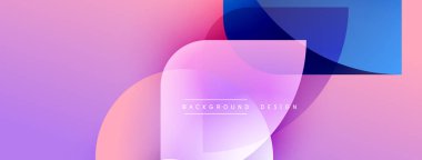 Soyut gradyanlar harmanlanarak, dinamik görsel akış yaratır. Yumuşak pembeler, morlar, maviler katmanlı şekiller oluşturuyor. Metin arkaplan tasarımı okur.
