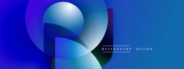 Soyut mavi tasarım, üst üste binen daireler, gradyanlar. Modern estetik, arka planlar ve sunumlar için uygun. Temiz, canlı kompozisyon.