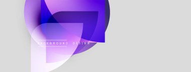 Soyut mor şekiller örtüşür ve dinamik bir zemin oluşturur. Yumuşak eğimler, modern tasarım elementleri mevcut. Minimalist estetik.