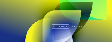 Soyut gradyanlar harmanlanarak, dinamik görsel akış yaratır. Üst üste binen şekiller derinliği gösteriyor, modern estetiği. Metin arkaplan tasarımı okur.