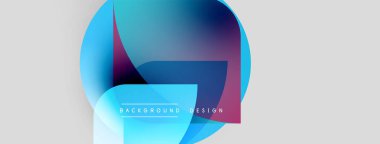 Soyut renkli şekiller örtüşür, dinamik görsel efekt yaratır. Modern tasarım elementleri yaratıcılığı, yeniliği önerir. Arkaplan açık gri.