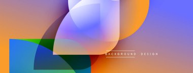 Soyut şekiller örtüşüyor, canlı renk değişimleri yaratıyor. Modern tasarım elementleri akıcılık, derinlik ve görsel uyumu önerir.