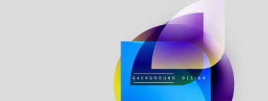 Soyut geometrik şekiller örtüşüyor, canlı renk eğimleri yaratıyor. Arka planlar ve sunumlar için modern tasarım öğesi. Minimalist estetik.