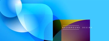 Soyut mavi arkaplan, akan şekiller, gradyanlar, canlı renkler. Dijital projeler için modern tasarım ögesi.