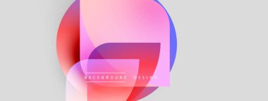 Soyut renkli şekiller örtüşür, dinamik görsel efekt yaratır. Işık eğimleri yumuşak gri arkaplan ile harmanlanır. Modern tasarım ögesi.