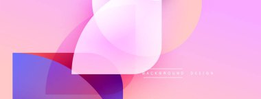 Soyut geometrik şekiller çakışıyor ve yumuşak eğimler yaratıyor. Pembe, mor renkler tasarıma hakim. Modern arkaplan dokusu.