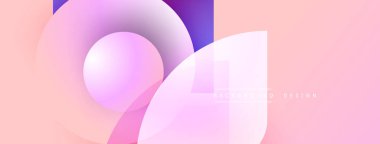 Soyut şekiller örtüşür, yumuşak eğimler yaratır. Pembe, mor renkler tasarıma hakim. Minimum metin mevcut, arkaplan odaklı.