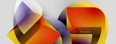 Soyut şekiller örtüşüyor, canlı renk değişimleri yaratıyor. Modern tasarım pürüzsüz geçişler, dinamik kompozisyon içerir. Arkaplan metin ögelerini içerir.