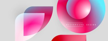 Soyut şekiller örtüşüyor, canlı renk değişimleri yaratıyor. Modern tasarım elementleri dinamik görsel deneyim önerir. Açık gri arkaplan karşıtlığı artırır.