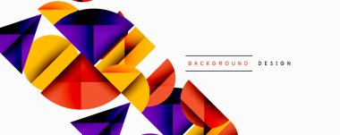 Soyut geometrik şekiller örtüşüyor, canlı renk eğimleri yaratıyor. Turuncu, mor, kırmızı renkler beyaz alana hakim. Modern tasarım ögesi.