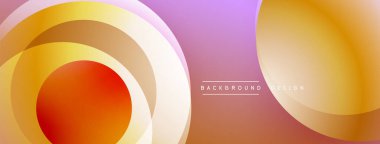 Soyut katmanlar, sıcak renkler, üst üste binen daireler modern tasarım yaratır. Yumuşak eğimler, pembe renkler arka planda baskın. Minimalist estetik.