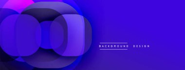 Soyut mor tasarım, üst üste binen daireler. Gradyan etkisi dinamik görsel etki yaratır. Modern, şık bir sunum.