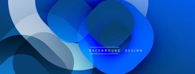 Soyut mavi tasarım, üst üste binen daireler, gradyanlar. Sancaklar, arka planlar, sunumlar için modern estetik. Minimalist stil.