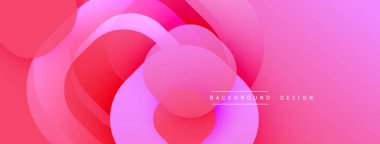 Soyut pembe tasarım. Üst üste binen şekiller akışkan, modern görsel efekt yaratır. Yumuşak eğimler, canlı renkler sunar.