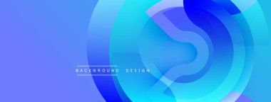 Soyut mavi tasarım, üst üste binen daireler, gradyanlar. Modern estetik, arka planlar ve sunumlar için uygun. Düz geçişler dinamik görsel efekt yaratır.