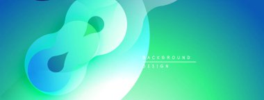 Soyut akışkan şekiller, canlı turkuaz, yeşil eğimler. Modern tasarım, pürüzsüz geçişler, ışık efektleri dinamik bileşim yaratır.