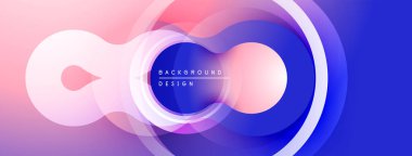 Soyut tasarım özellikleri üst üste biniyor. Pembe, mavi renkler modern, dinamik görsel efekt yaratır. Yumuşak eğimler sonsuzluk sembolünü işaret eder.