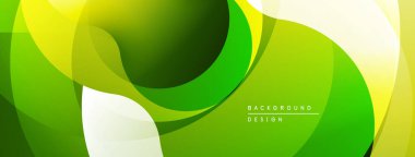 Soyut yeşil sarı tasarım. Üst üste binen şekiller dinamik görsel akış yaratır. Modern estetik, pürüzsüz eğimler, temiz kompozisyon.