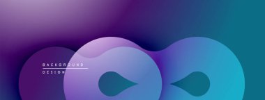 Soyut sıvı şekilleri mor, mavi renkleri harmanlıyor. Modern tasarım, hareket, derinlik ve görsel ilgiyi çağrıştırıyor. Gradyan arkaplan yumuşak efekt yaratır.