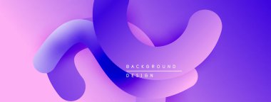 Soyut sıvı şekiller, mor renkler, eğim arkaplanı. Dijital projeler için modern tasarım öğesi. Düz eğriler dinamik bileşim oluşturur.