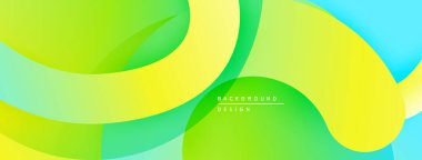 Soyut sıvı şekilleri canlı yeşillikleri, sarıları, mavileri harmanlıyor. Modern tasarım organik formları, pürüzsüz geçişleri çağrıştırıyor. Minimalist estetik.