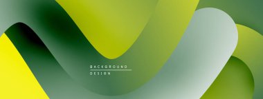 Soyut sıvı şekilleri, canlı yeşil renkler, pürüzsüz gradyanlar. Modern tasarım, dinamik kompozisyon, yumuşak gölgeler derinlik yaratır.