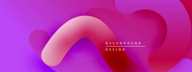 Soyut sıvı şekiller, canlı mor renkler, pürüzsüz gradyanlar modern arka plan tasarımı yaratır. Minimalist estetik, dinamik kompozisyon.