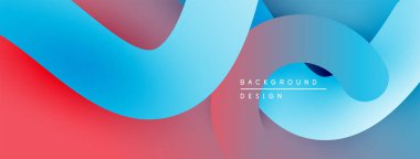 Soyut sıvı şekilleri kesişir. Kırmızı, mavi, mor renkler dinamik kompozisyon oluşturur. Arka planlar için modern tasarım ögesi.