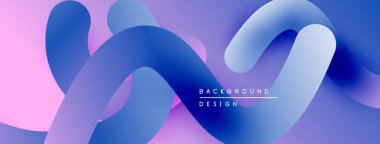 Soyut sıvı şekilleri, canlı pembeler, maviler dinamik arkaplan oluşturur. Yumuşak eğimler hareketi, modern tasarım estetiği önerir.