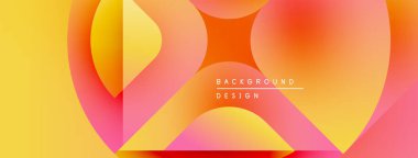 Soyut, enerjik şekiller çakışıyor. Sarı, turuncu, pembe renkler harmanlanarak dinamik görsel efekt yaratır. Modern tasarım ögesi.