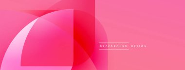 Soyut pembe dizayn özellikleri üst üste binmiş şekiller. Gradyan gölgeler derinlik yaratır, modern estetik. Metin arkaplan tasarımı okur.