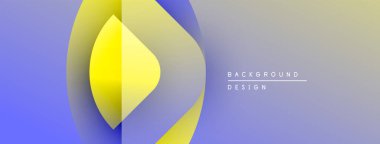 Soyut tasarım özellikleri üst üste binen sarı şekiller, mor gradyanlar, yumuşak ışıklandırma. Minimalist kompozisyon modern görsel efekt yaratır.