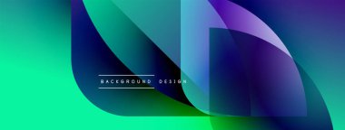 Soyut gradyan şekiller çakışıyor. Teal, mavi, mor renkler düzgün bir şekilde harmanlanır. Metin, arkaplan tasarımının merkezde konumlandığını okuyor. Modern görsel kompozisyon.