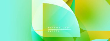 Soyut geometrik şekiller çakışıyor. Yeşil, sarı renkler canlı bir görsel etki yaratır. Arkaplan ve sunumlar için uygun modern tasarım.