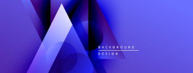 Soyut geometrik şekiller, mavi gradyanlar, modern tasarım. Üst üste binen katmanlar derinlik ve görsel ilgi yaratır. Minimalist estetik, temiz sunum.