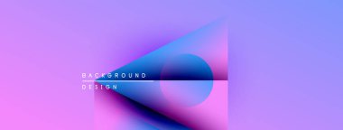 Soyut sıvı şekiller, pembeler, maviler modern arka plan yaratır. Geometrik elementler çakışıyor, dinamik bileşim oluşturuyor. Minimalist tasarım.