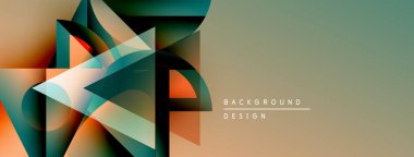 Soyut geometrik şekiller üst üste binerek katmanlı görsel efekt yaratır. Renkler harmanlanmış portakal, deniz mavisi, beigeforming modern arkaplan tasarımı.