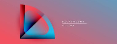 Soyut geometrik şekiller canlı renkleri harmanlarlar. Gradyan arka plan modern görsel efekt yaratır. Tasarım elementleri derinlik ve dinamizm öneriyor.