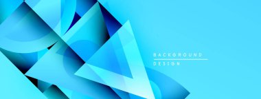 Soyut mavi şekiller örtüşür, dinamik görsel efekt yaratır. Renkler derinlik ve modern tasarım estetiğini gösteriyor..