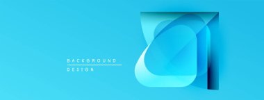 Parlak mavi arkaplan özellikleri katmanlı kare şekiller soyut tasarım yaratıyor. Metin arka plan tasarımı okur. Minimalist, modern estetik.