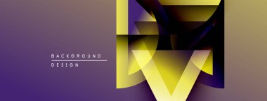 Soyut geometrik şekiller örtüşüyor, parlak mor renkler yaratıyor, sarı renkler. Arkaplan ve sunumlar için modern tasarım ögesi.