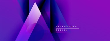 Soyut mor tasarım üst üste binen geometrik şekiller içerir. Gradyan renkler dinamik görsel efekt yaratır. Modern, şık bir sunum.