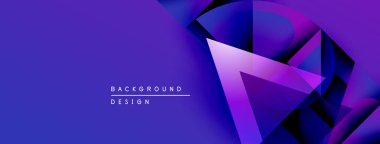Soyut geometrik şekiller, canlı mor renkler, modern tasarım. Arkaplan özellikleri katmanlı çokgenler, gradyan etkisi, mevcut metin ögeleri.