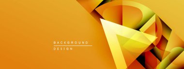 Soyut geometrik tasarım. Turuncu, sarı renkler kompozisyona hakim. Modern tarz, dinamik şekiller görsel ilgi yaratır. Arkaplan ögeleri derinlik.