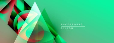 Soyut geometrik şekiller örtüşüyor, canlı yeşil, kırmızı, siyah gradyanlar yaratıyor. Arkaplan veya sunumlar için modern tasarım ögesi.