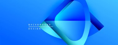 Soyut mavi tasarım katmanlı şekiller, gradyanlar içerir. Metin arka plan tasarımı okur. Modern, canlı görsel kompozisyon.