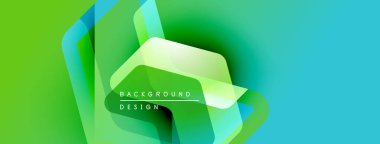 Soyut yeşil, mavi gradyanlar. Üst üste binen şekiller dinamik görsel efekt yaratır. Metin arka plan tasarımı okur. Modern, canlı kompozisyon.