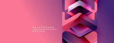 Soyut pembe mor eğim. Üst üste binen katmanlar dinamik görsel doku yaratır. Modern tasarım elementleri yenilik ve teknoloji öneriyor.