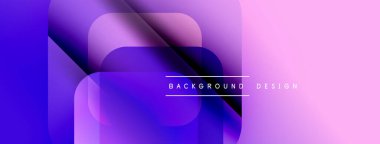 Soyut gradyanlar mor, pembe renkleri harmanlarlar. Üst üste binen şekiller dinamik görsel efekt yaratır. Minimalist metin arkaplan tasarımı okur.